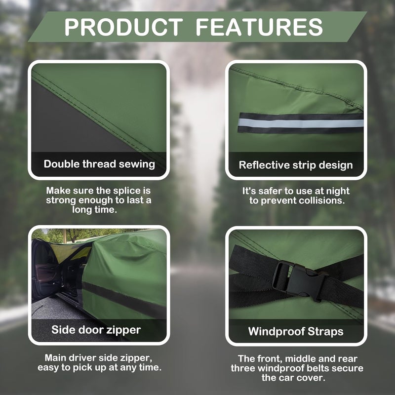 JURMON Heavy Duty Outdoor Car Cover Compatible with Tesla Model 3,Waterproof All Weather for Automobiles, Outdoor Full Cover Rain Sun UV Protection with Zipper Cotton - Image 3